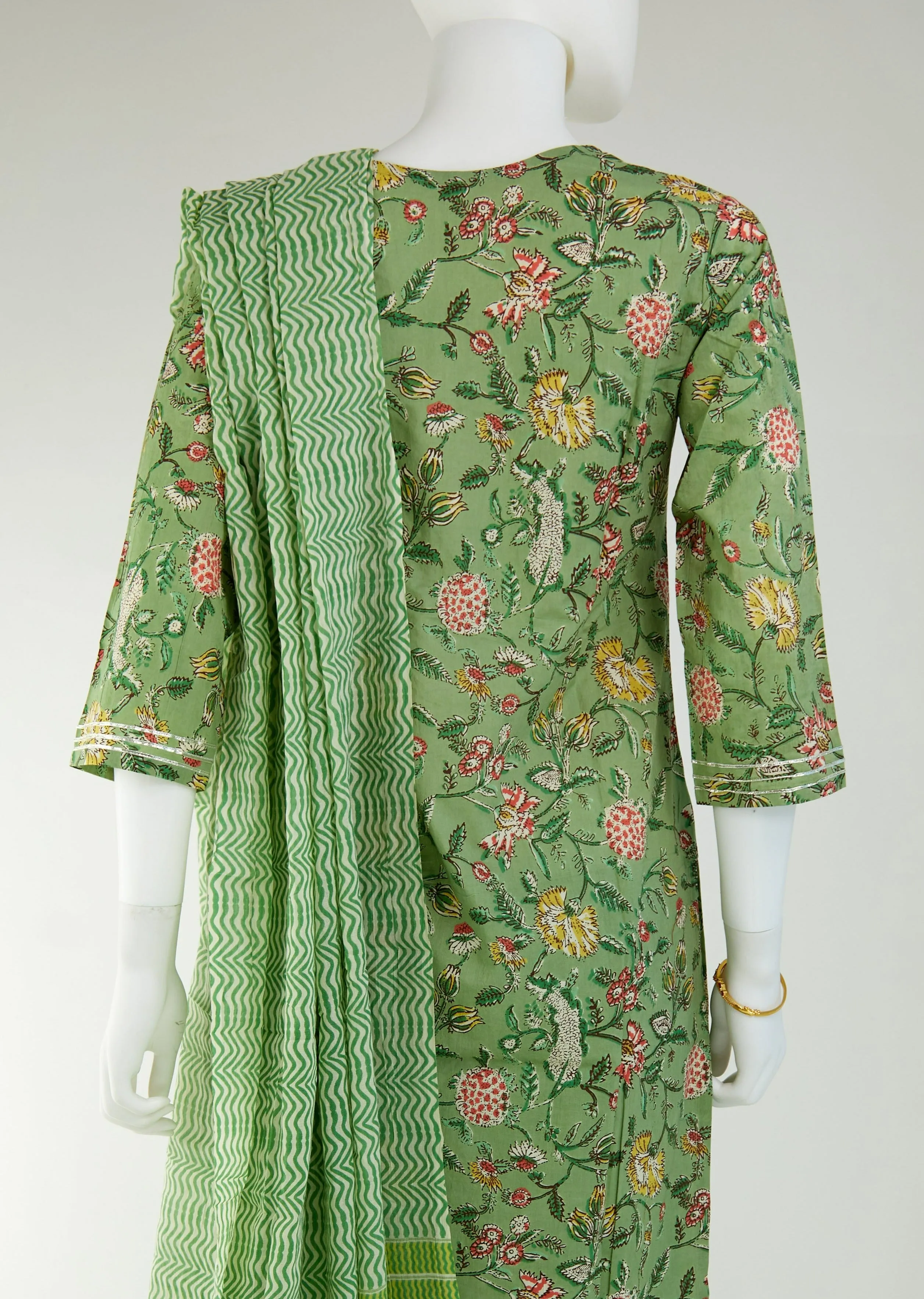 Green Kurta, Pants and Dupatta set