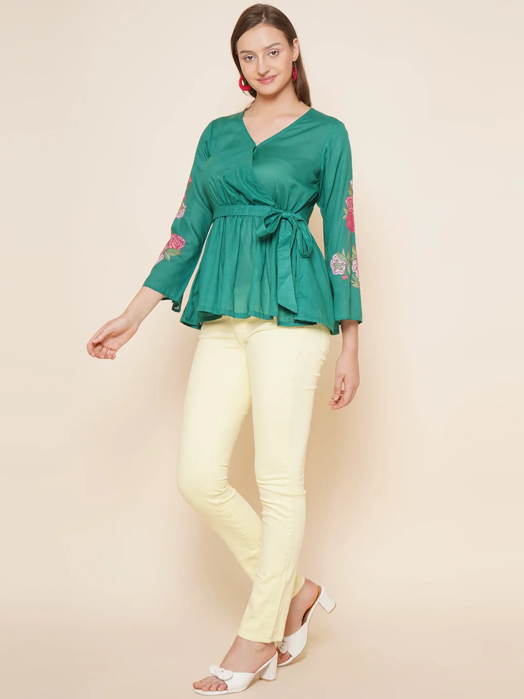 Green Printed Top
