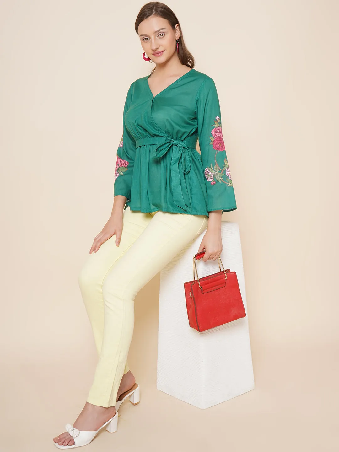 Green Printed Top