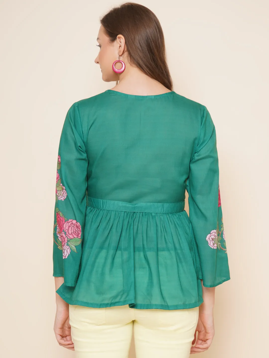 Green Printed Top