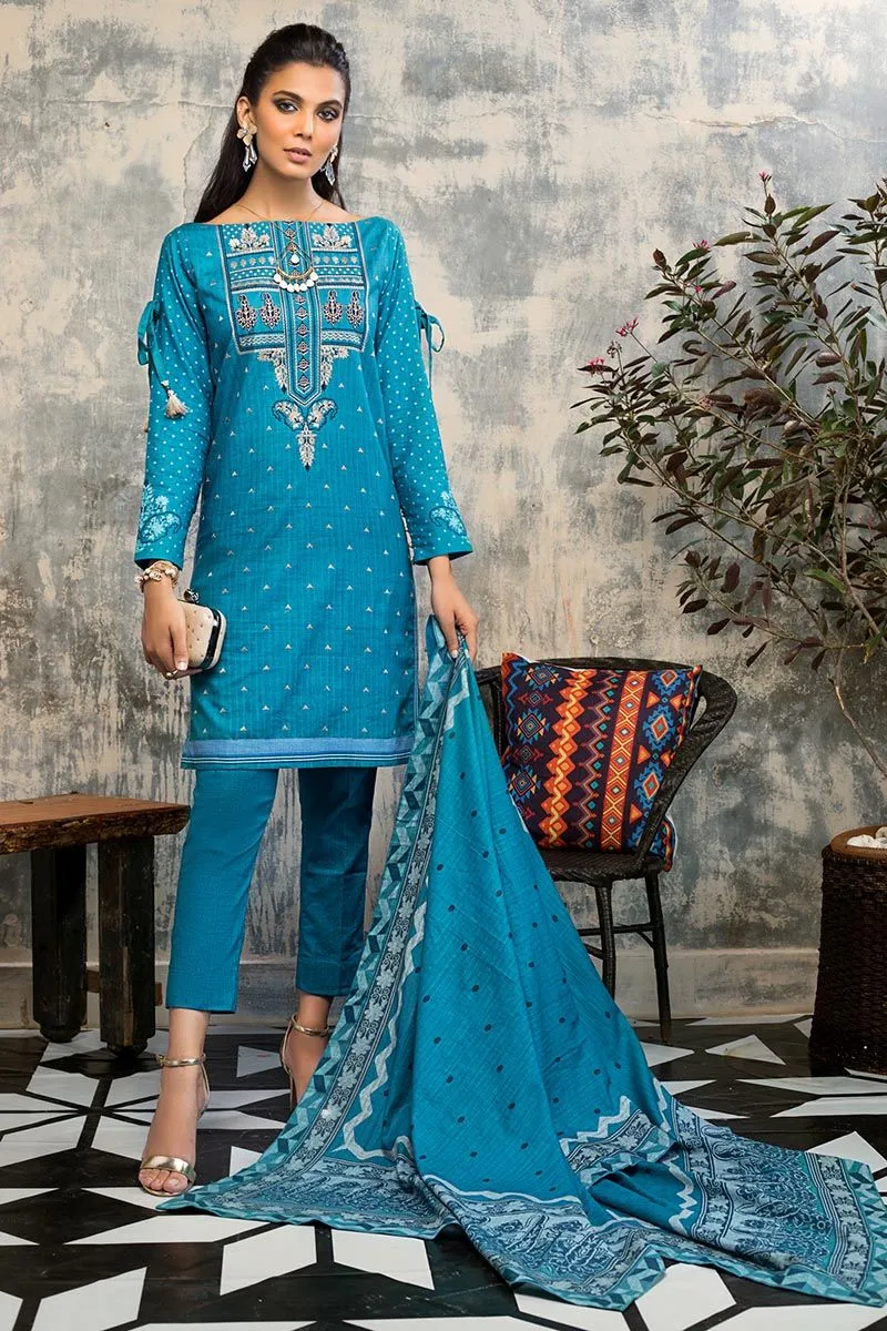 Gul Ahmed Winter Collection – 3 PC Khaddar Embroidered Suit K-107 B