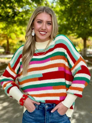 Holiday Cheer Block Stripe Sweater