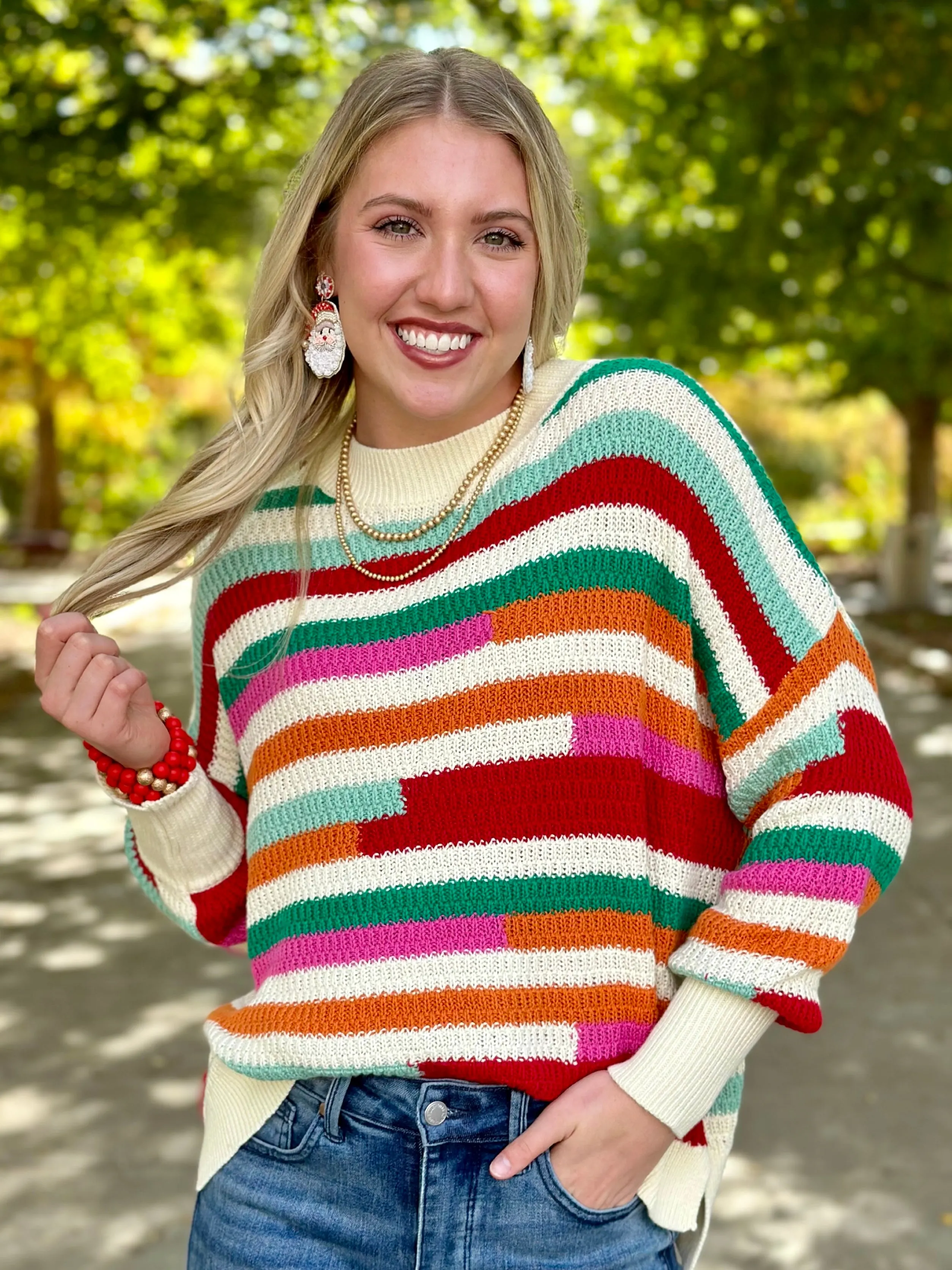 Holiday Cheer Block Stripe Sweater