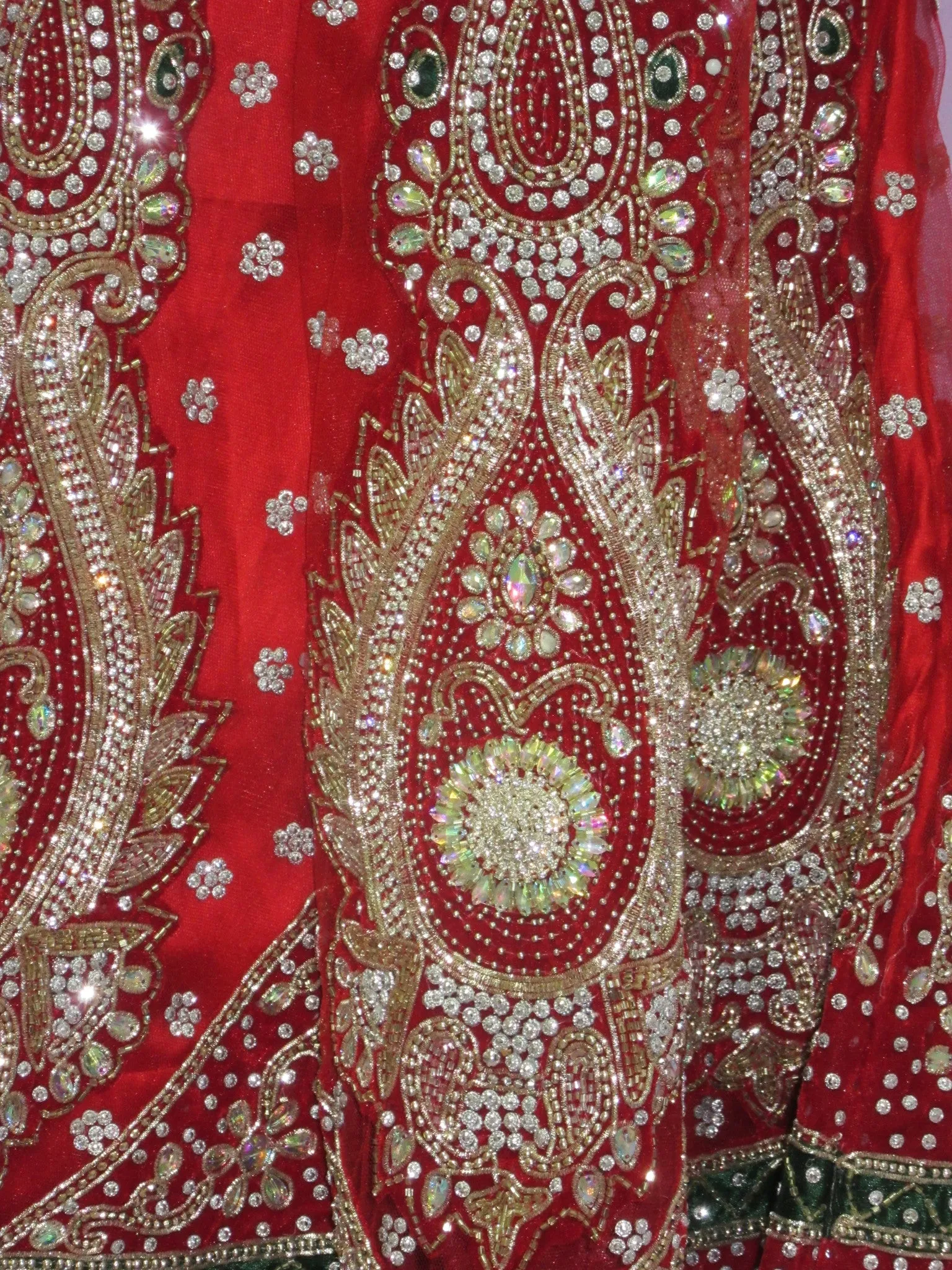 Lehenga 7458 Red Net Indian Trousseau Bridal Wear Medium Lehenga Choli