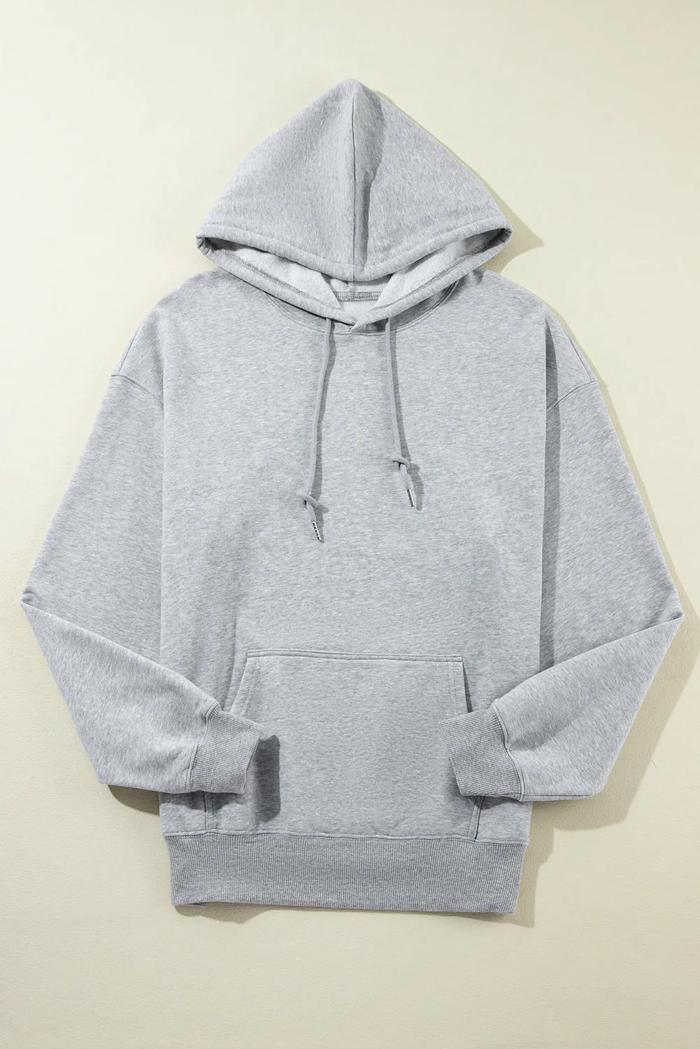 Light Grey Kangaroo Pocket Drawstring Oversized Hoodie