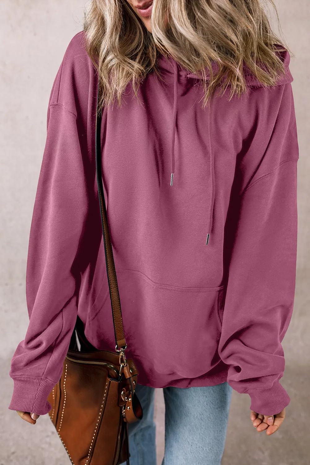 Light Grey Kangaroo Pocket Drawstring Oversized Hoodie