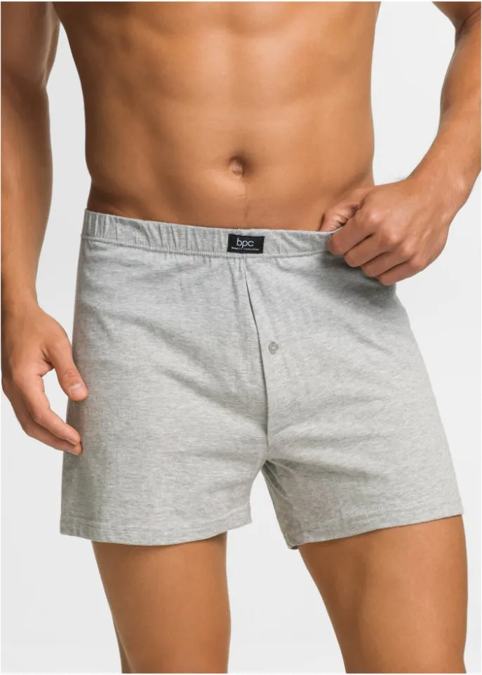 Loose jersey boxers (4 pcs) Bpc Bonprix Collection, gray