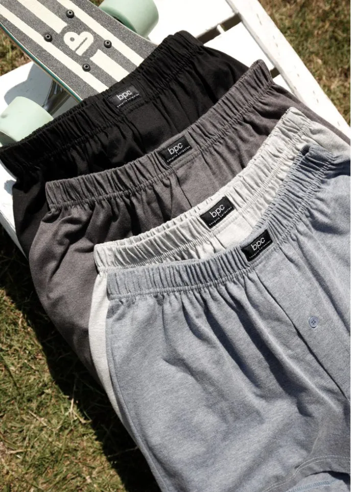 Loose jersey boxers (4 pcs) Bpc Bonprix Collection, gray