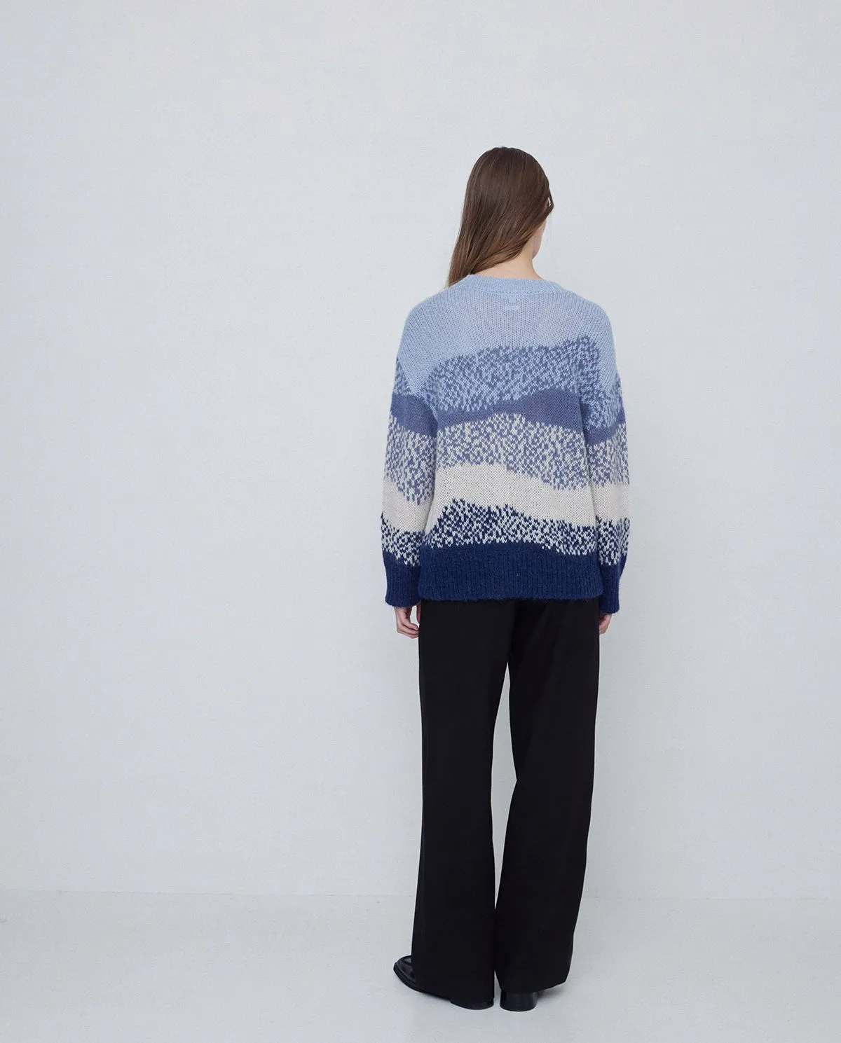 Maglione jacquard irregolare blu