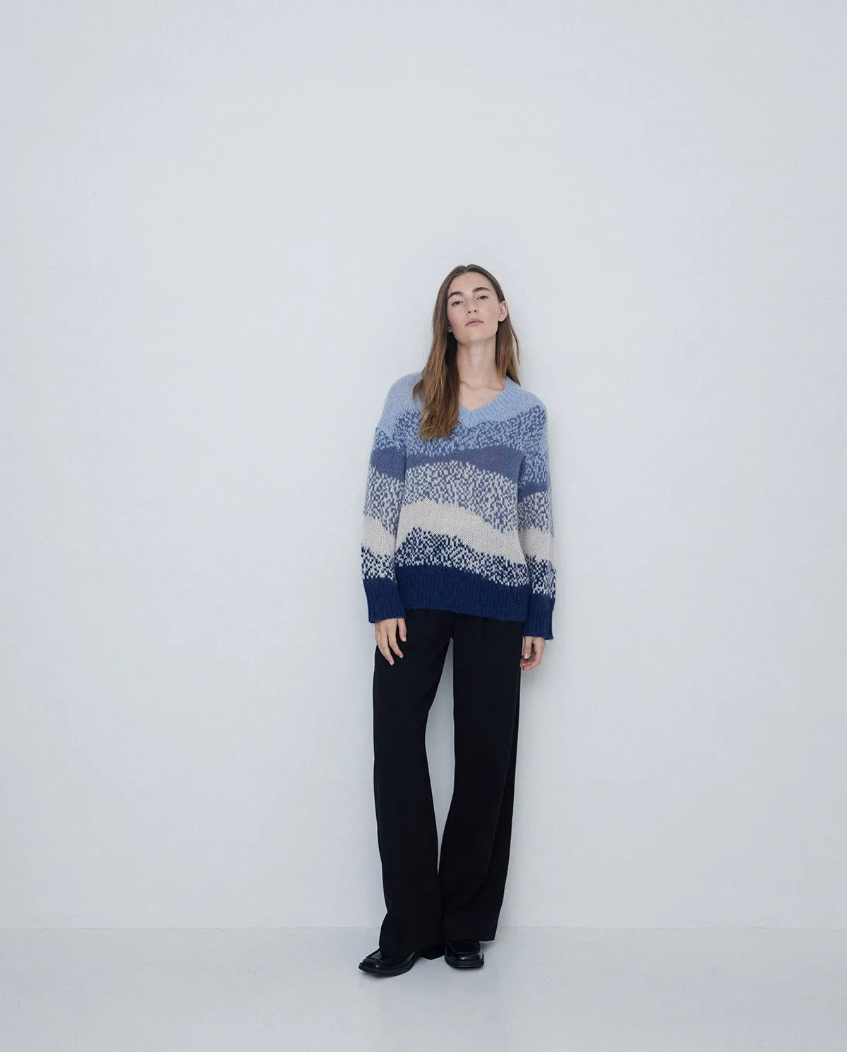 Maglione jacquard irregolare blu