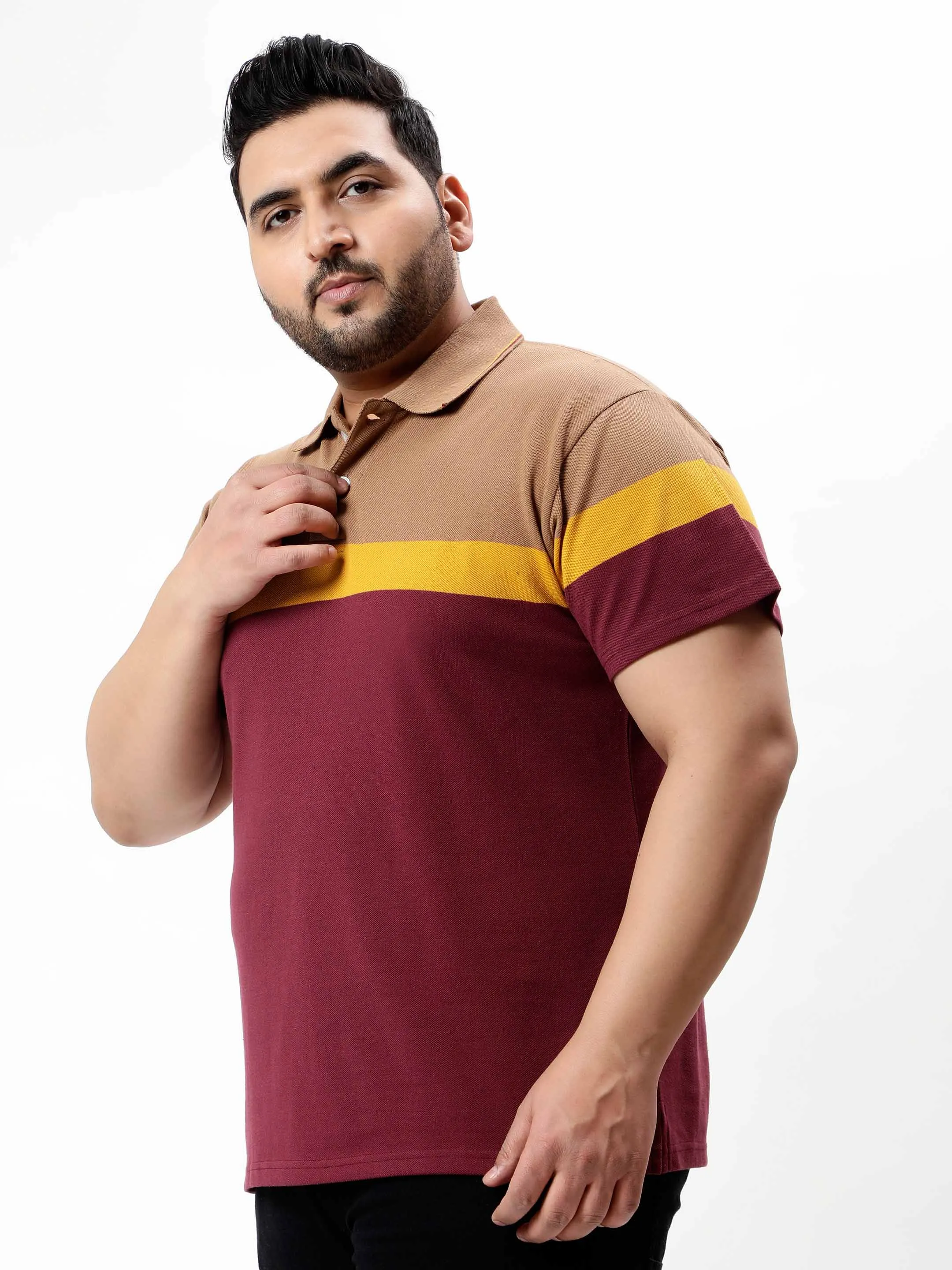 Maroon Multicolor Premium Polo T-shirt