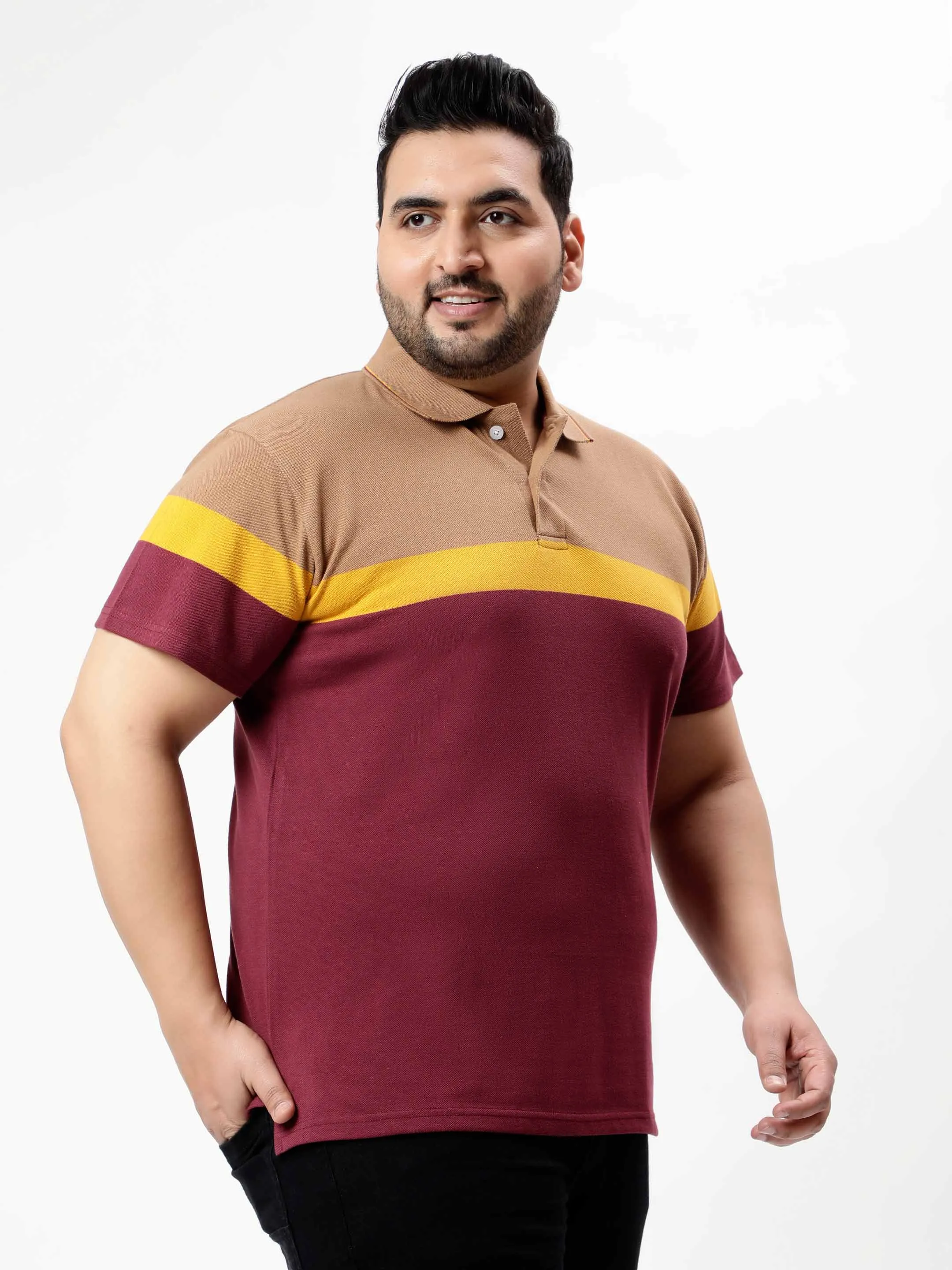 Maroon Multicolor Premium Polo T-shirt