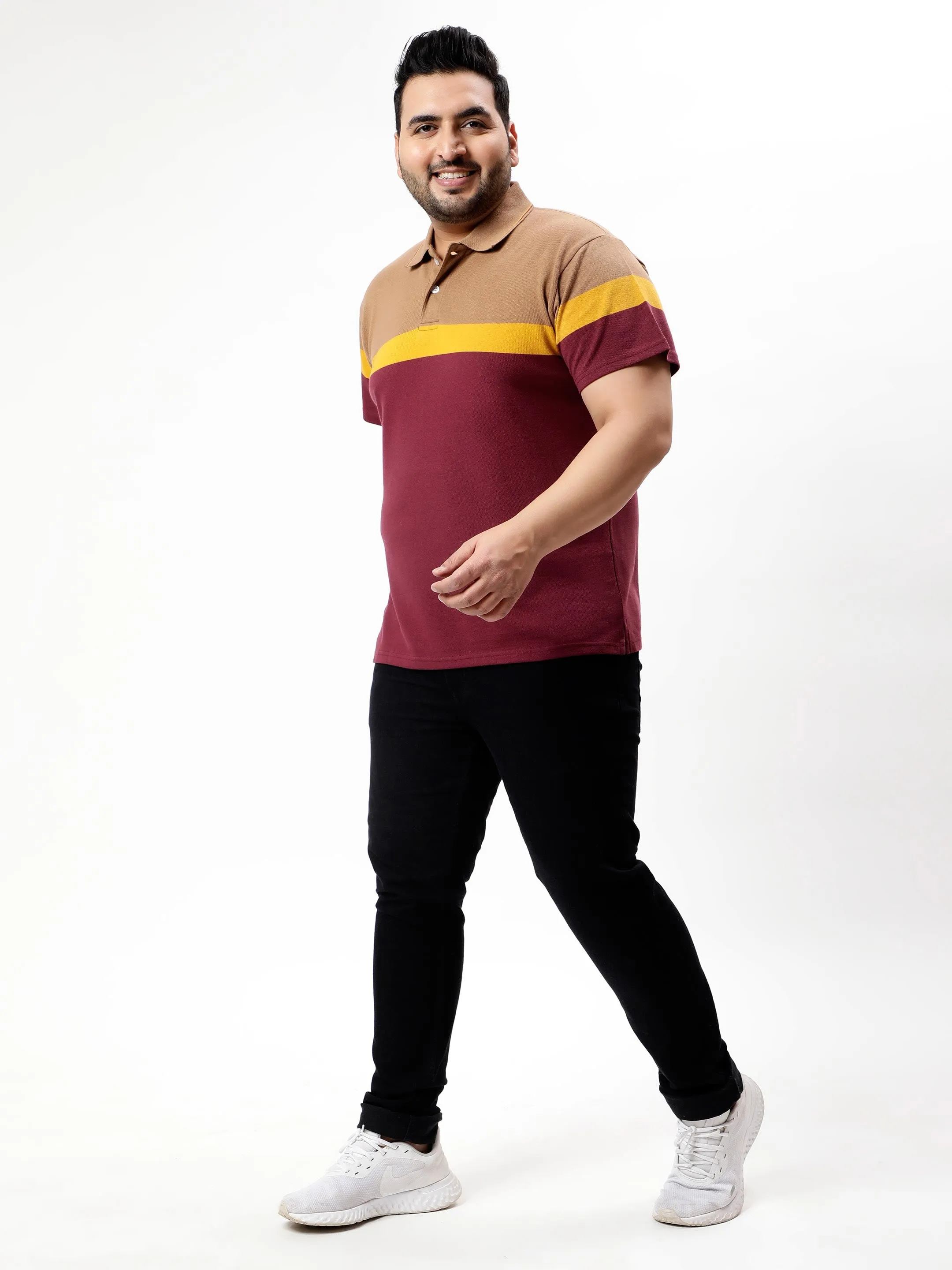 Maroon Multicolor Premium Polo T-shirt