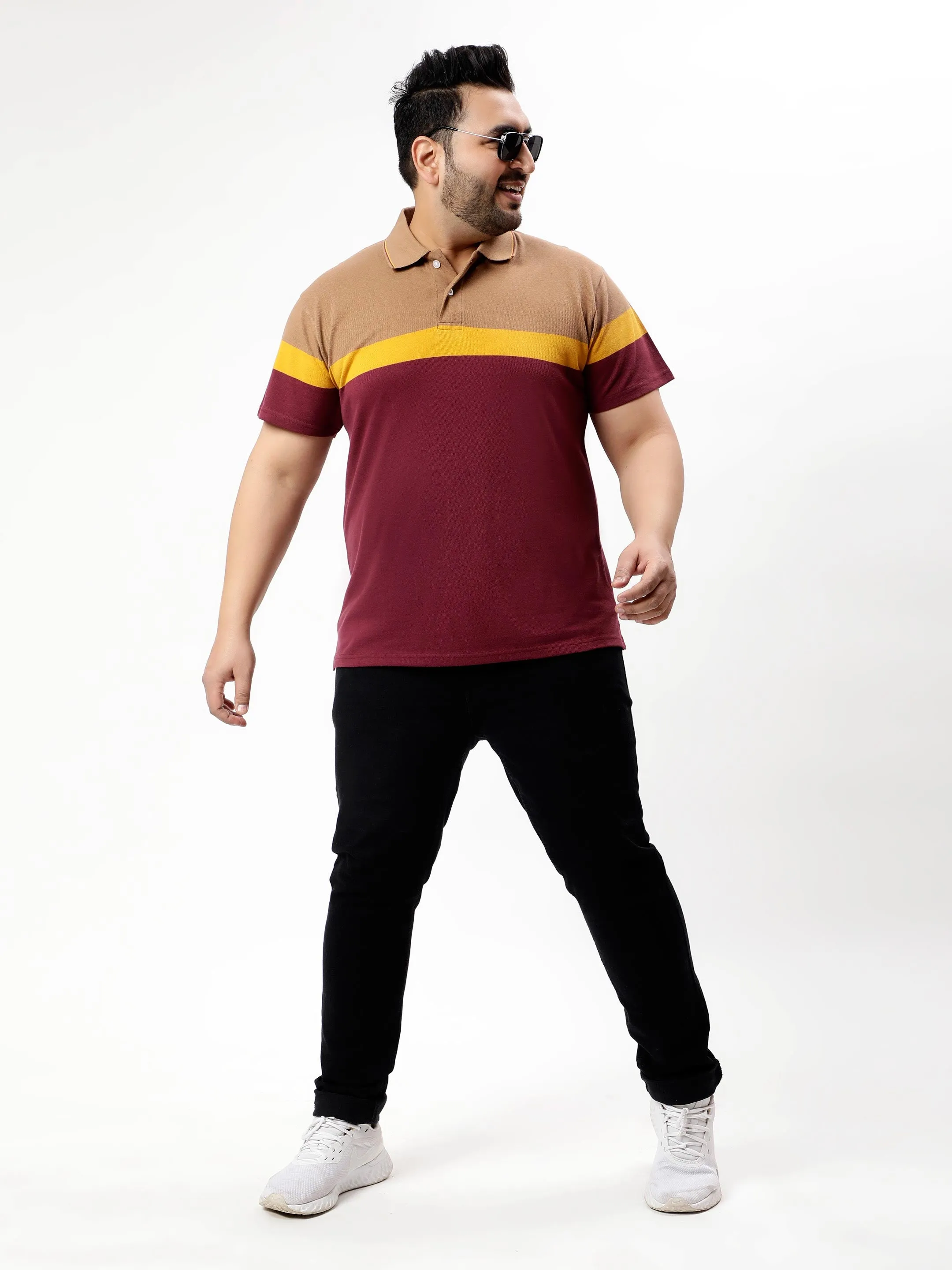 Maroon Multicolor Premium Polo T-shirt