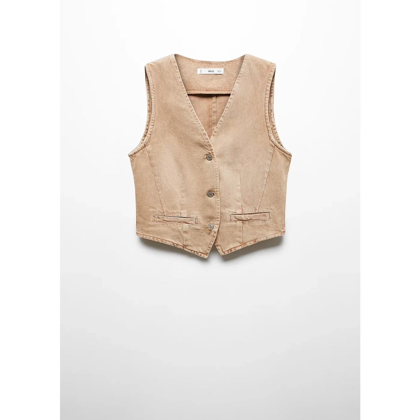 MNG Sand Denim Vest With Seam
