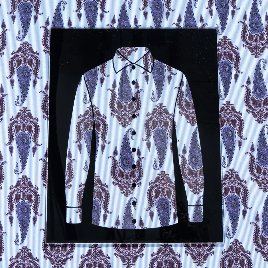 Paisley Printed Blue Pure Cotton Shirting