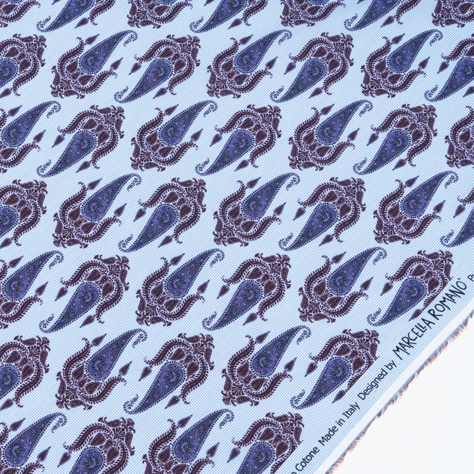 Paisley Printed Blue Pure Cotton Shirting