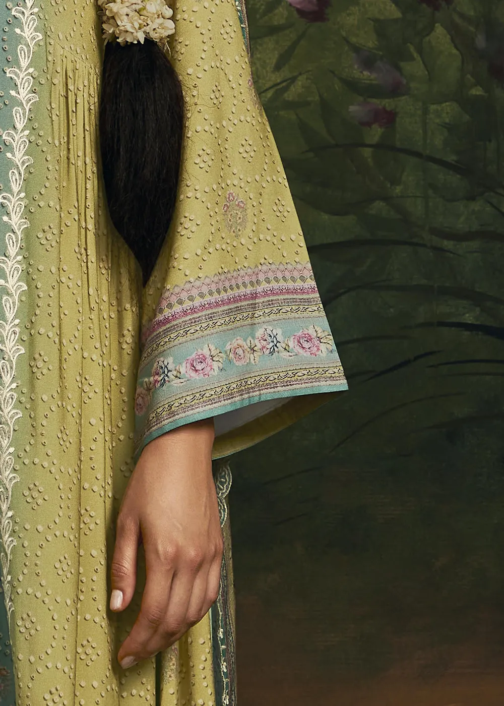 Pakistani Style Olive Green Digital Printed Salwar Suit