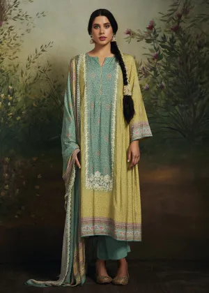 Pakistani Style Olive Green Digital Printed Salwar Suit