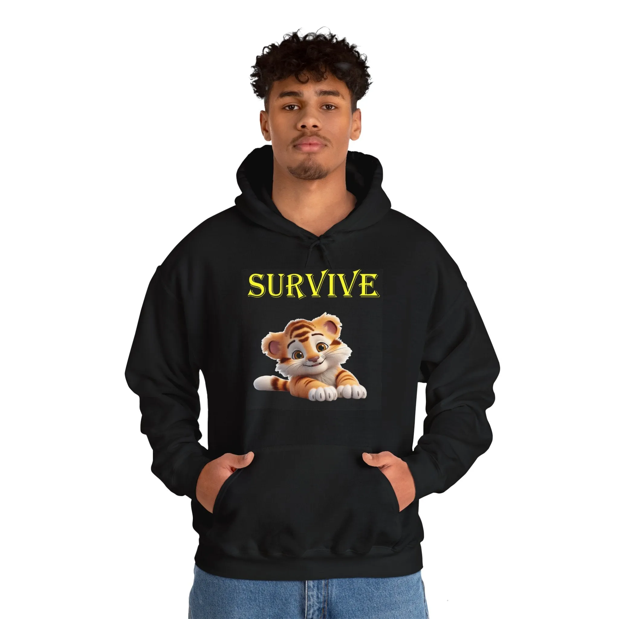 Princess Grace  Survive Tiger Graphic Unisex Hoodie  Cozy Cat Lover's Sweatshirt