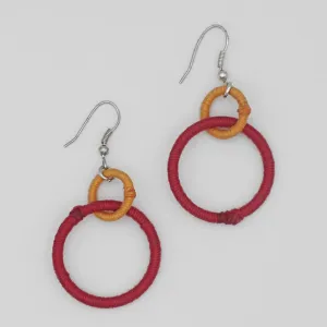 Red and Orange Thread Earrings