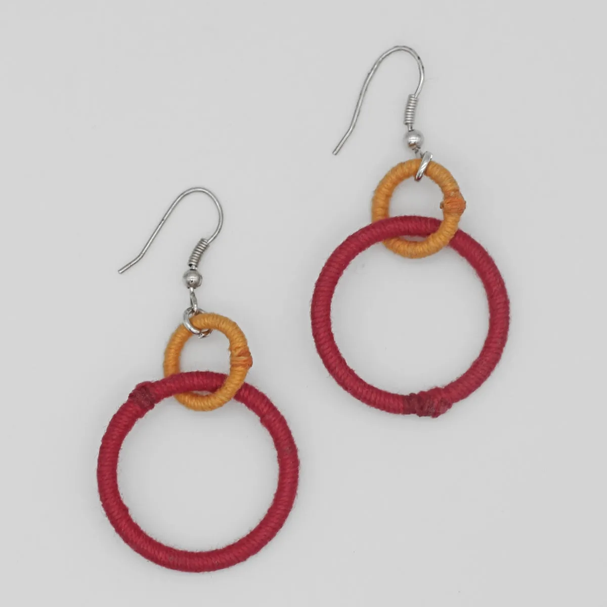 Red and Orange Thread Earrings