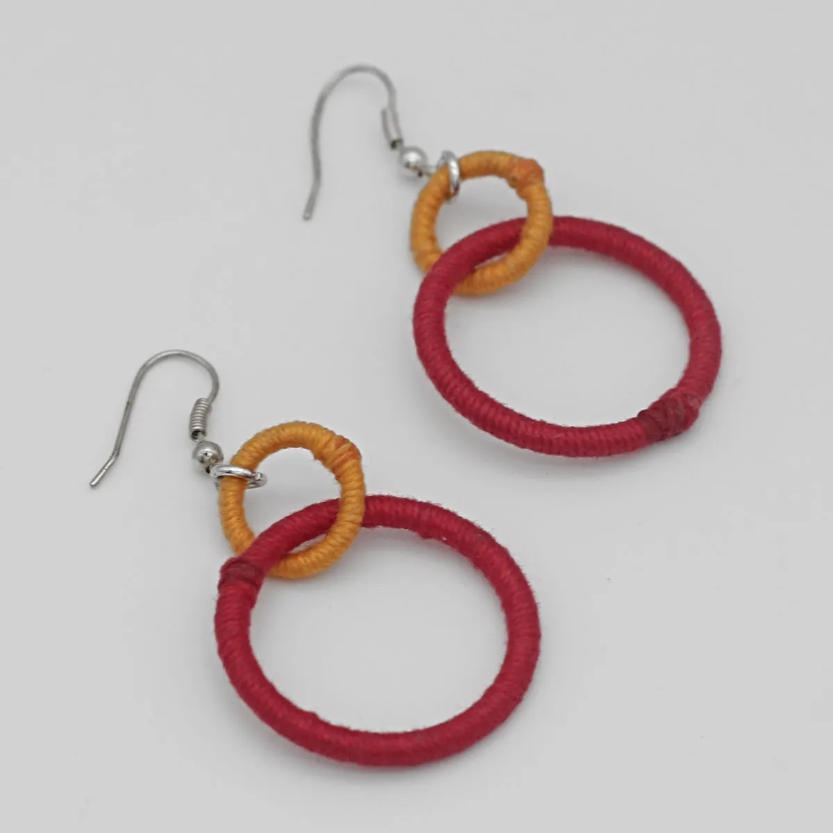 Red and Orange Thread Earrings