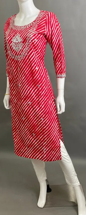 Red cotton Straight Kurti