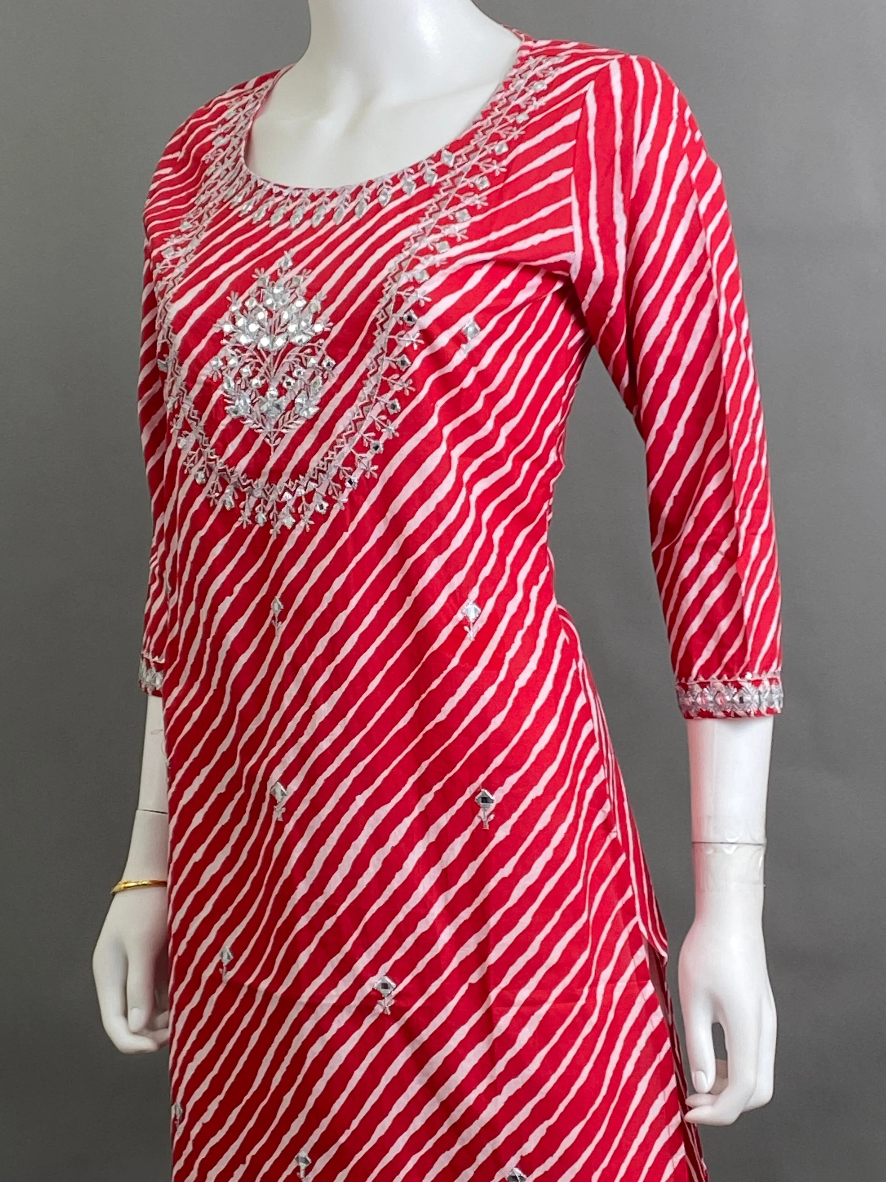 Red cotton Straight Kurti