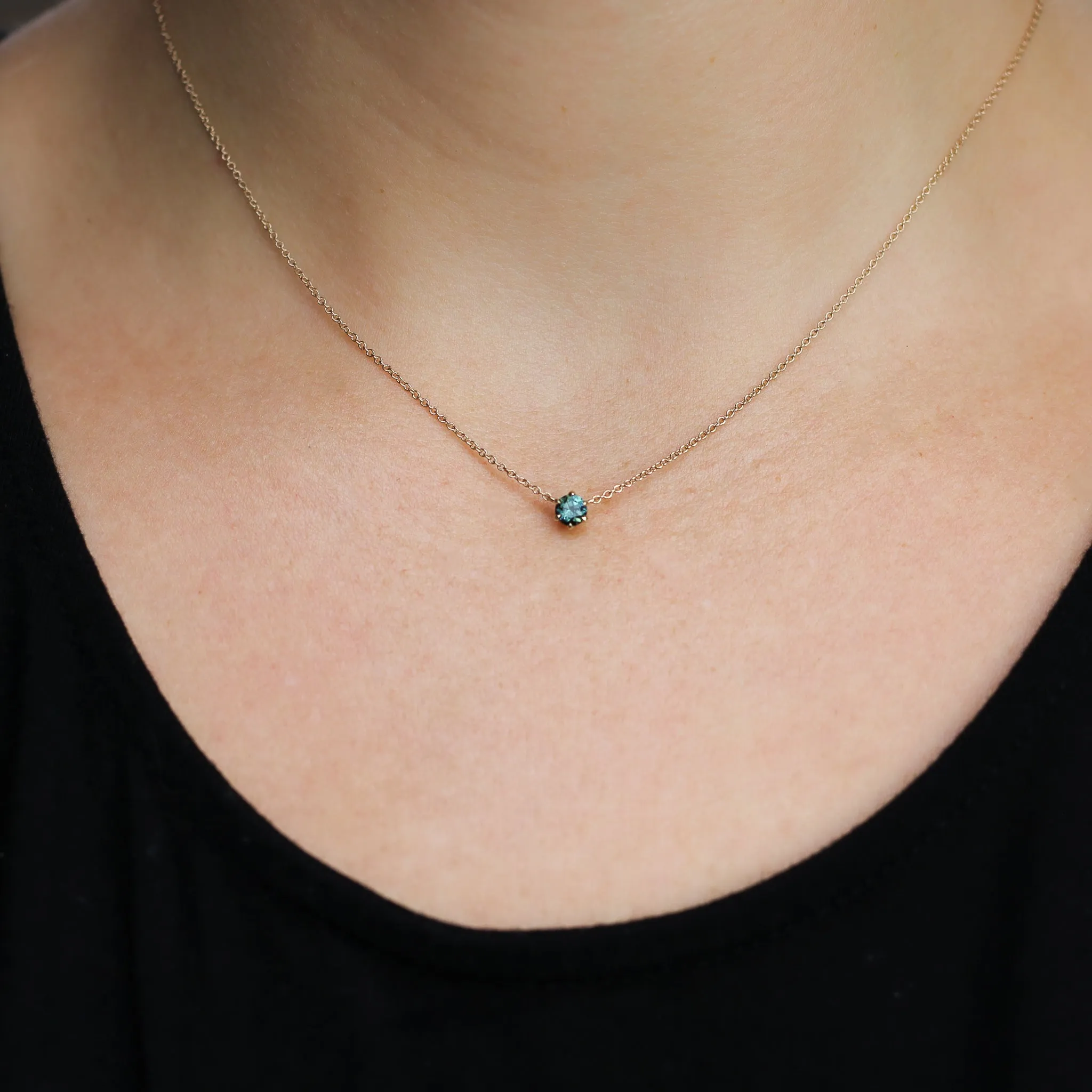 Round Green Sapphire Necklace