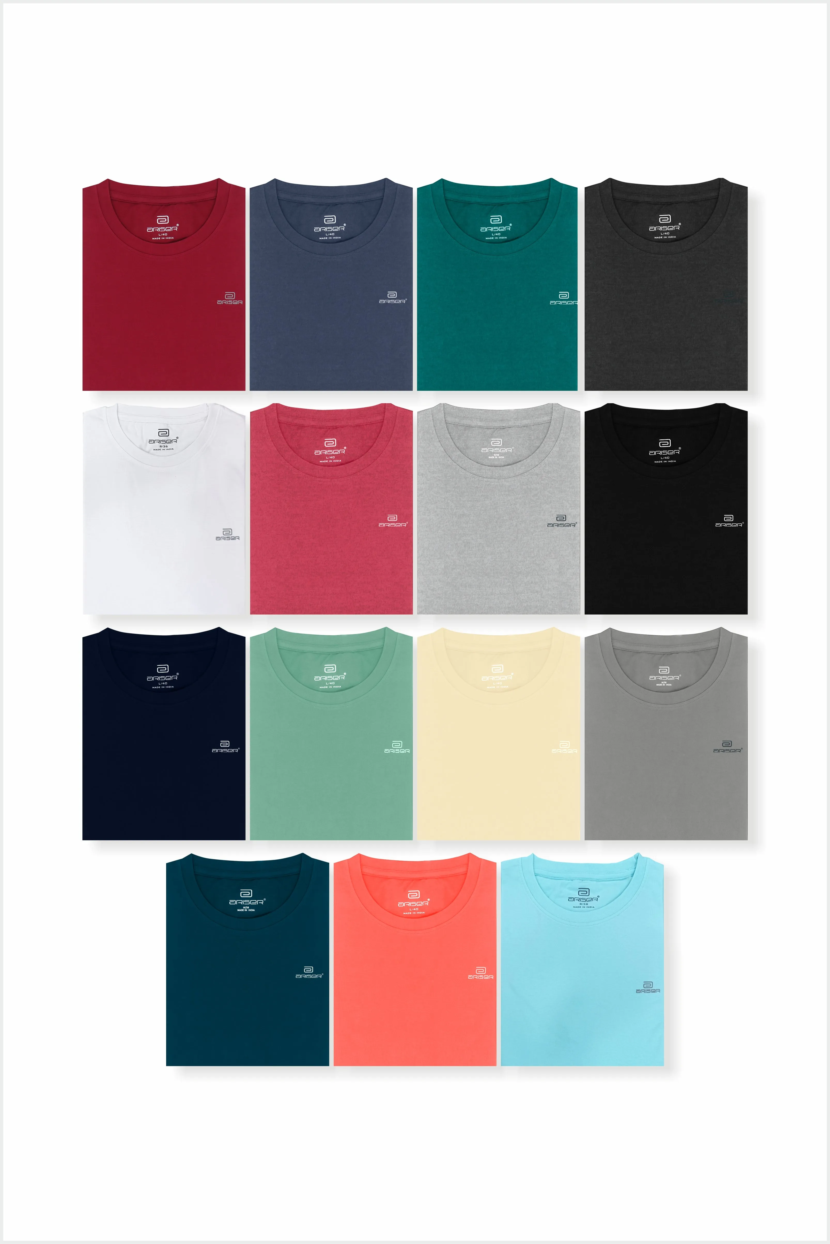 Round Neck - Gray Solid T-Shirts For Men | Ariser