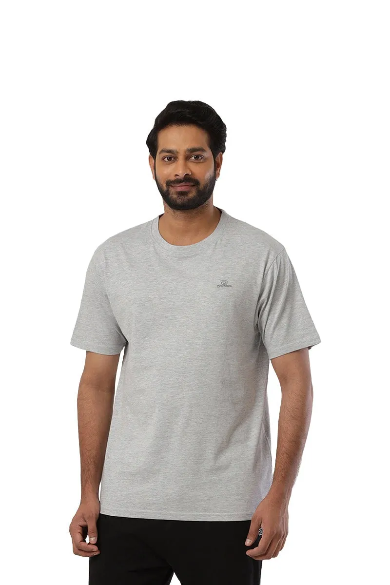 Round Neck - Gray Solid T-Shirts For Men | Ariser