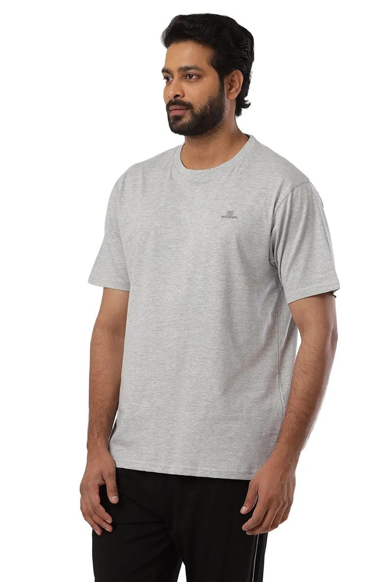 Round Neck - Gray Solid T-Shirts For Men | Ariser