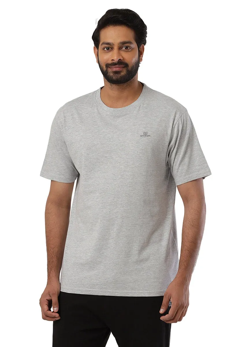 Round Neck - Gray Solid T-Shirts For Men | Ariser