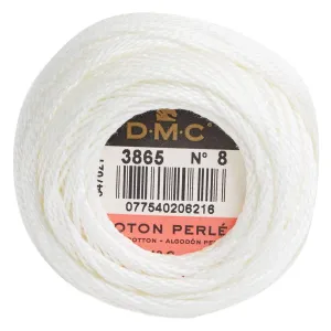 Size 8 Pearl Cotton Ball in Color 3865 ~ Winter White