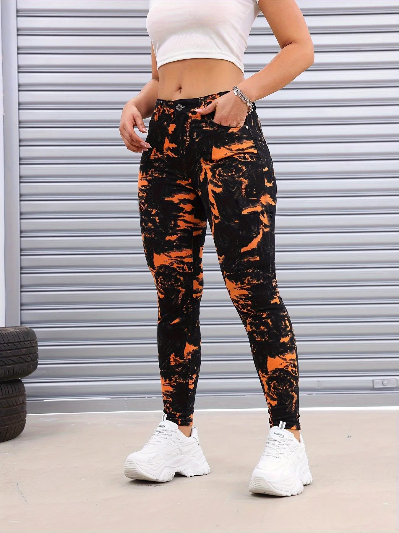 Skinny Tie Dye Jeans Slimming Stretchy Womens Denim Collection