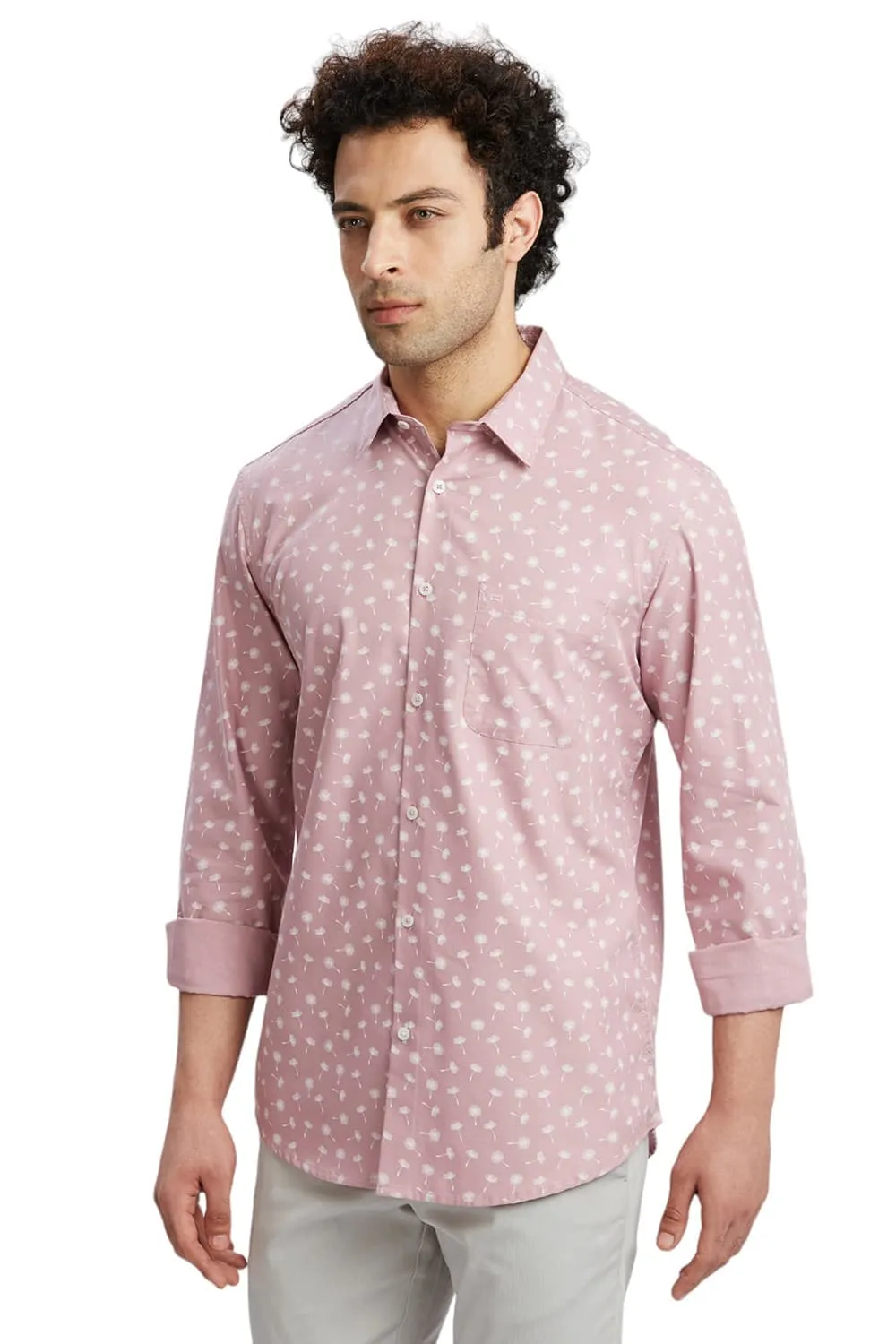 Slim Fit Cotton Polyester Cavalry Twill Printed Shirt