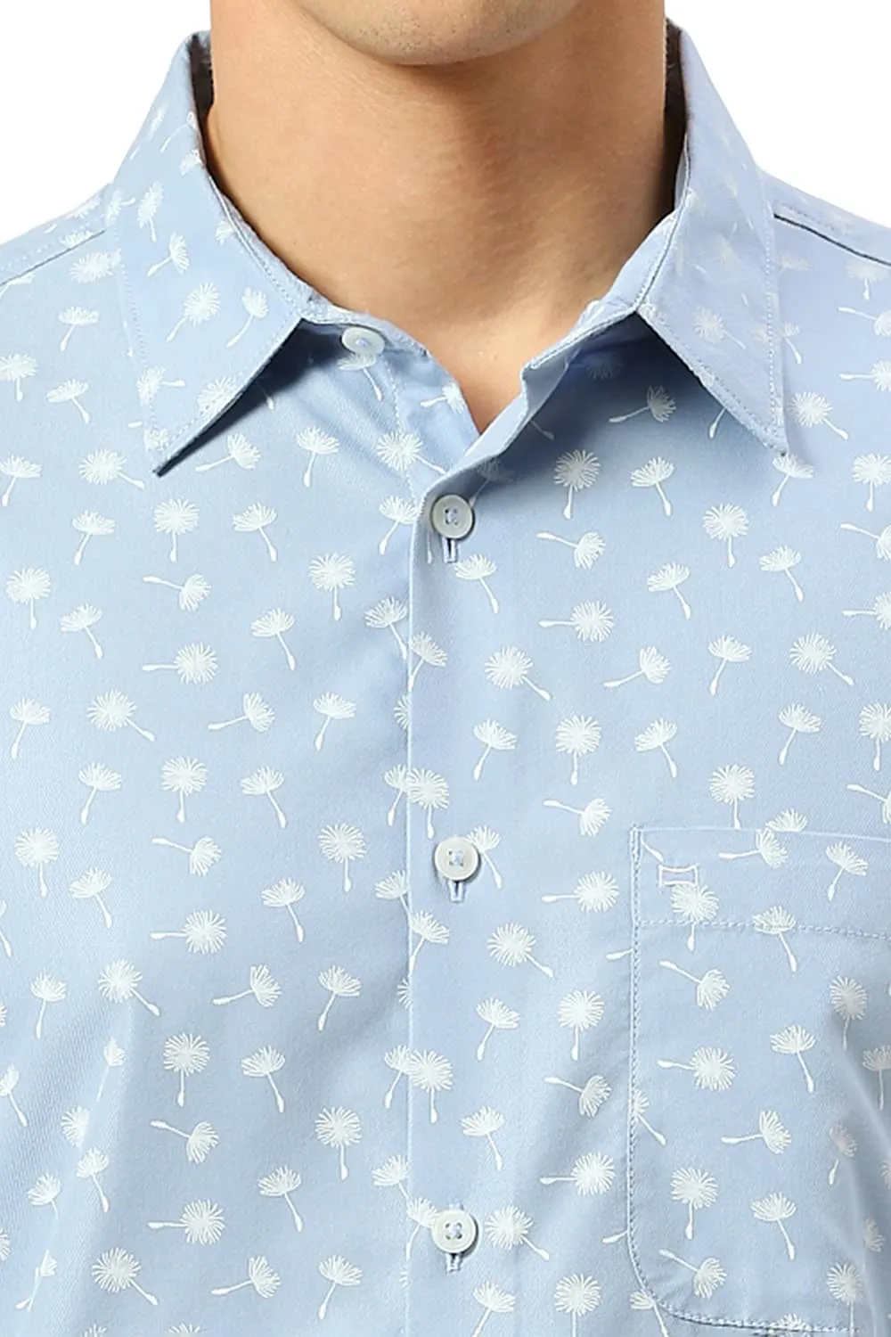 Slim Fit Cotton Polyester Cavalry Twill Printed Shirt