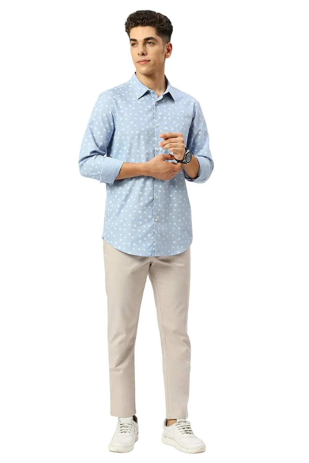 Slim Fit Cotton Polyester Cavalry Twill Printed Shirt