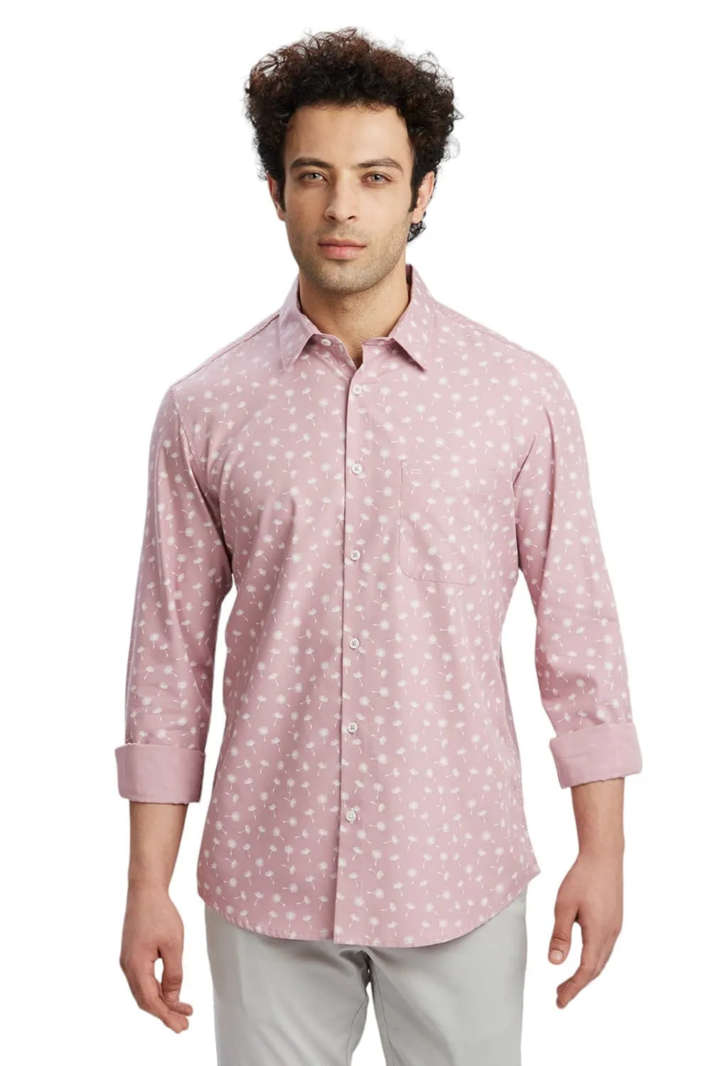 Slim Fit Cotton Polyester Cavalry Twill Printed Shirt