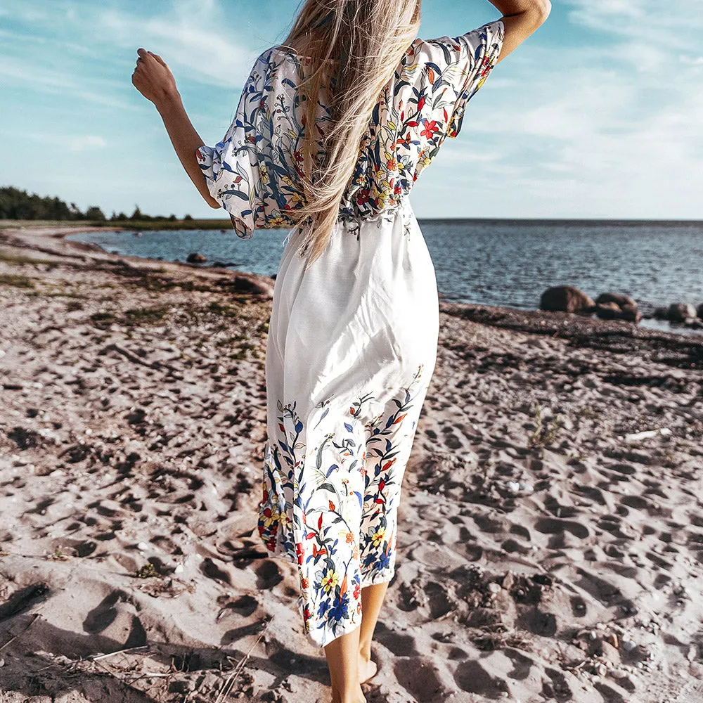 SOPREV   Casual & Relaxed Classic Beach Dress Swimsuit Cover-up in Wildflower Print