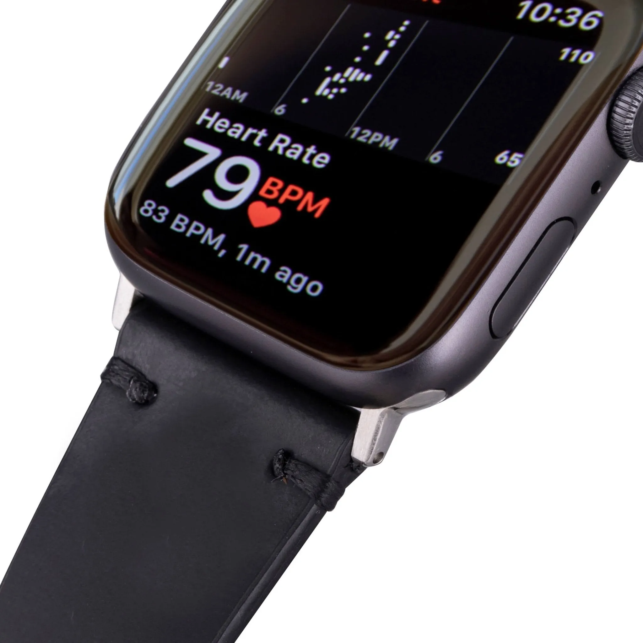 Sutton Modern Band for Apple Watch 44mm / 45mm, Black, Silver Hardware