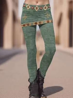 Trendy Layered Ethnic Print Leggings for Everyday Fashionistas