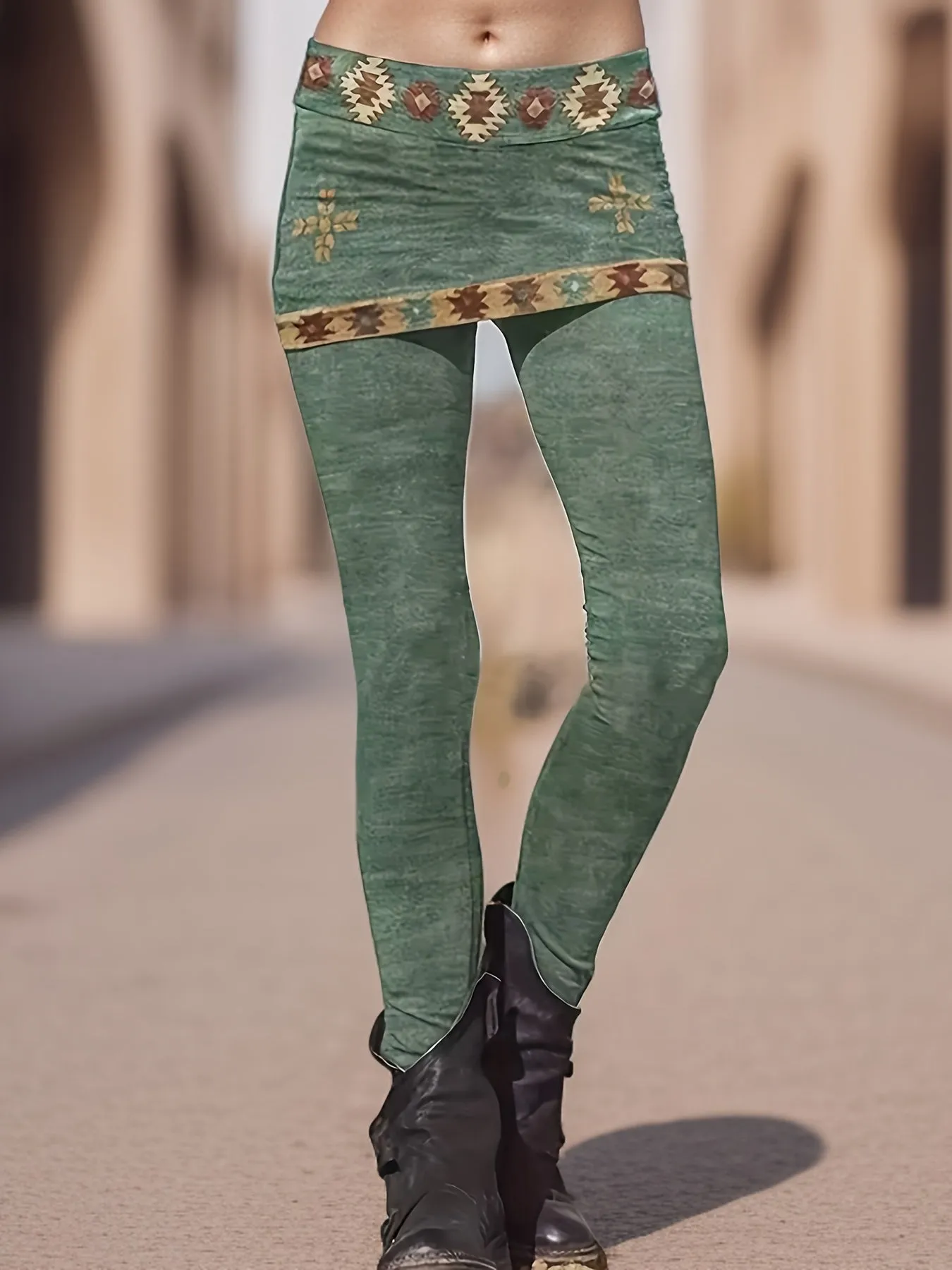 Trendy Layered Ethnic Print Leggings for Everyday Fashionistas
