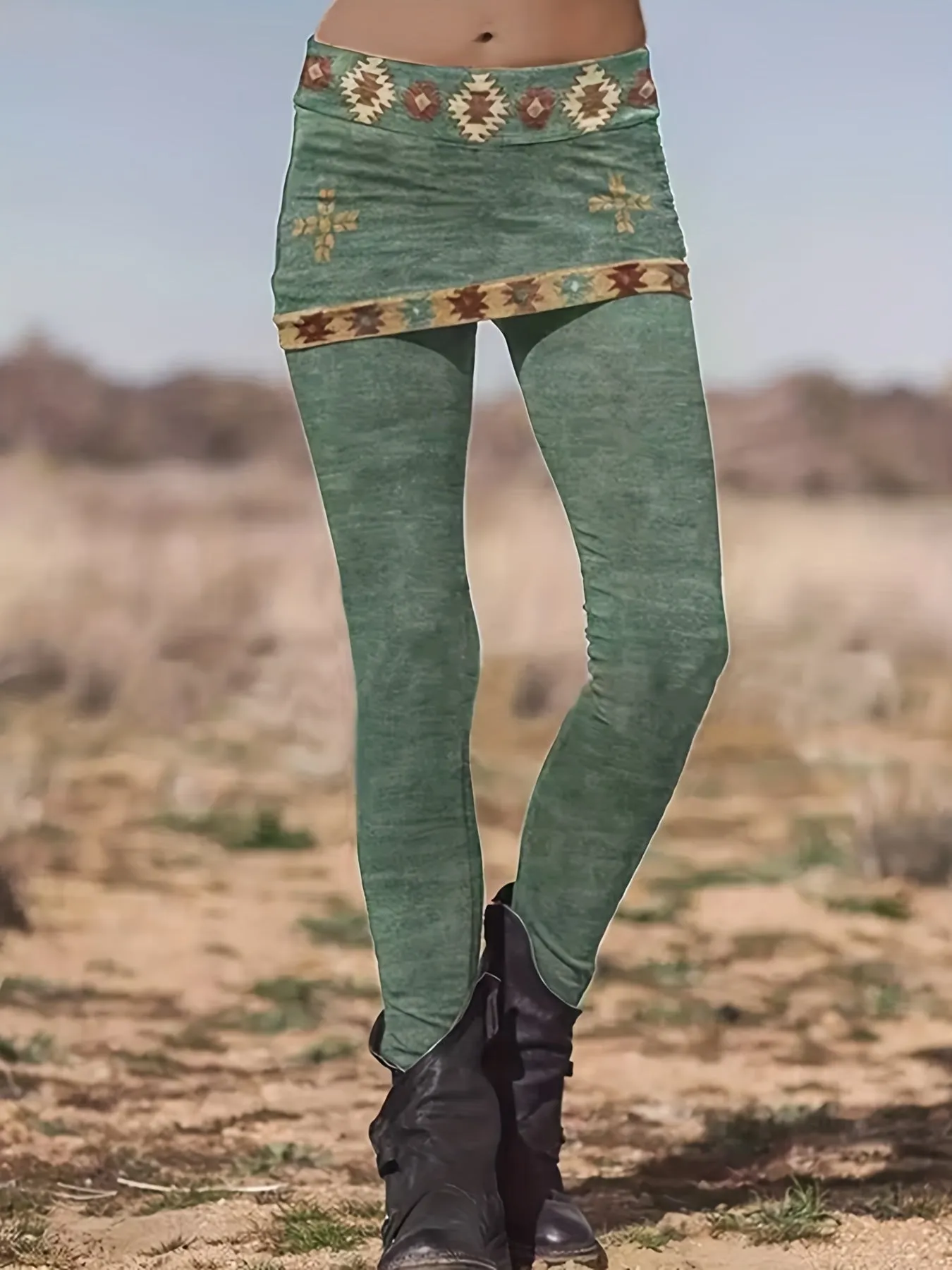 Trendy Layered Ethnic Print Leggings for Everyday Fashionistas