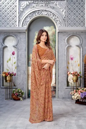 Women Casual Wear Printed Weight Less Saree With Un Stitched Blouse