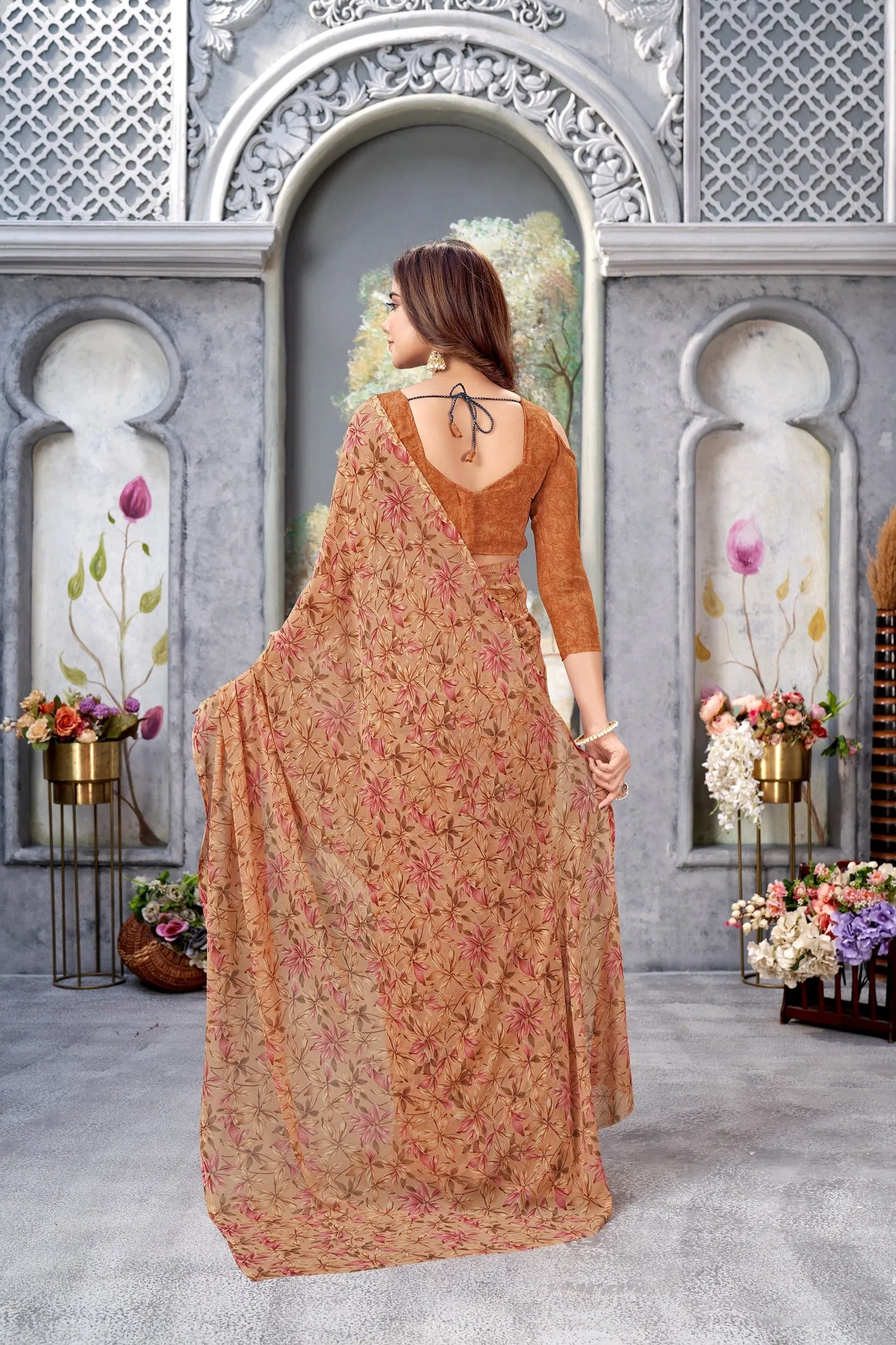 Women Casual Wear Printed Weight Less Saree With Un Stitched Blouse
