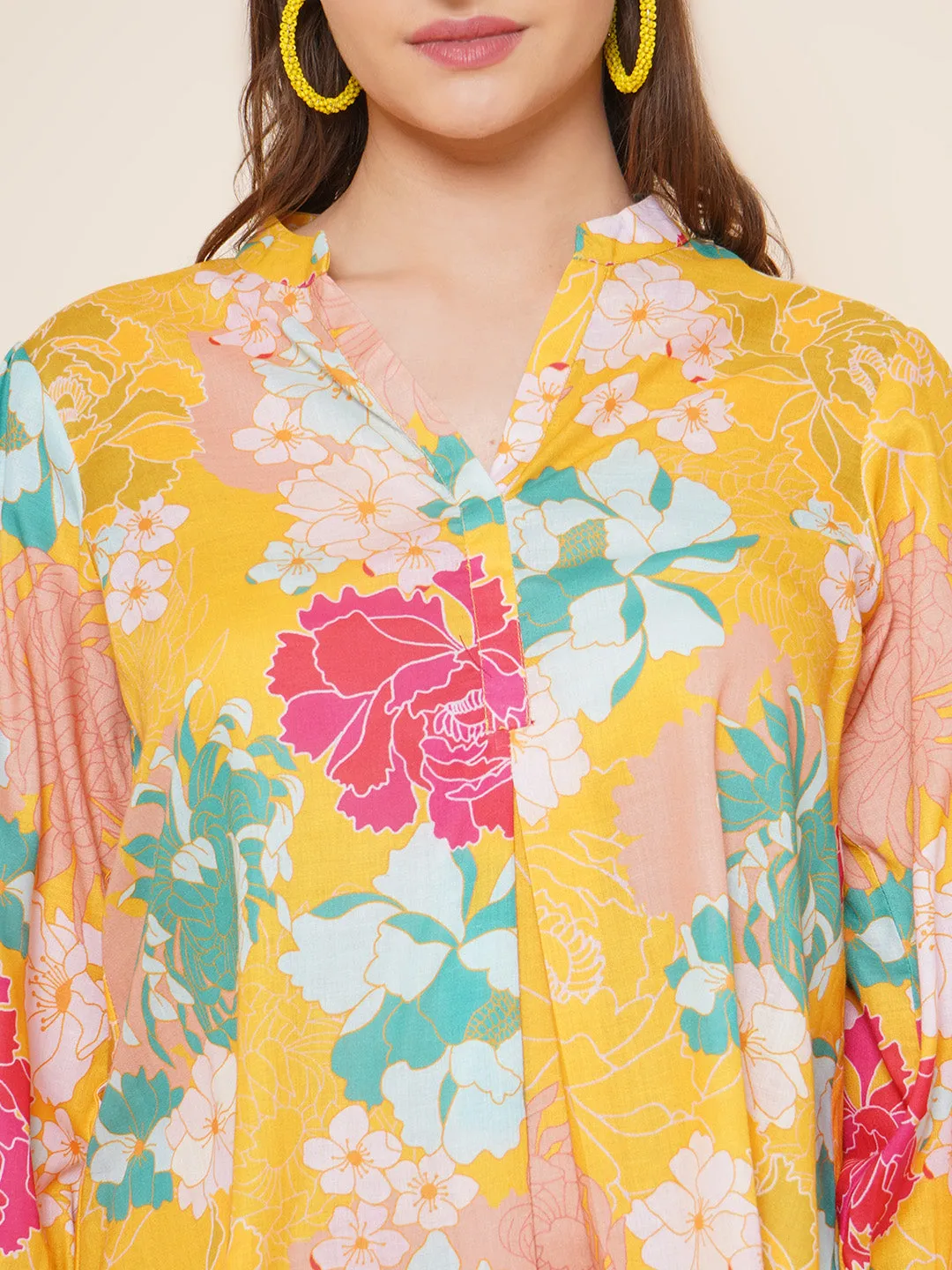Yellow Floral Printed Top