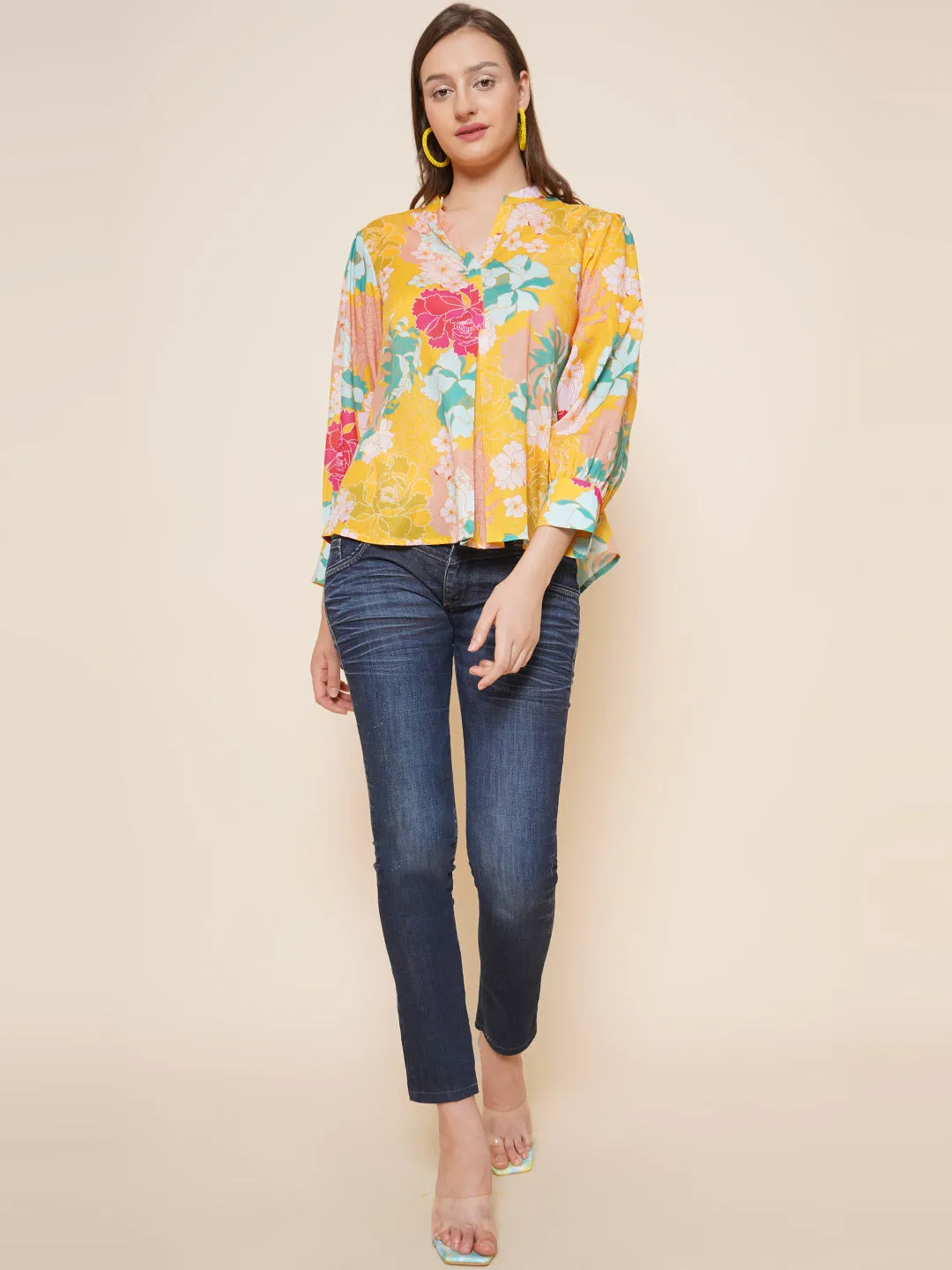 Yellow Floral Printed Top