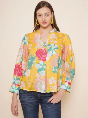 Yellow Floral Printed Top